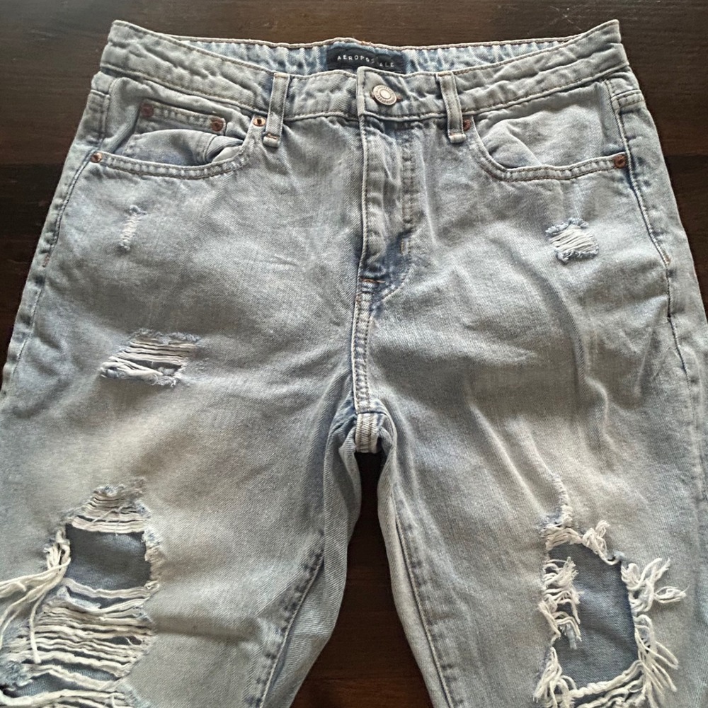 Aeropostale Women Boyfriend‎ Jeans 8 Ripped Distressed Denim Casual Lightweight - Picture 5 of 9